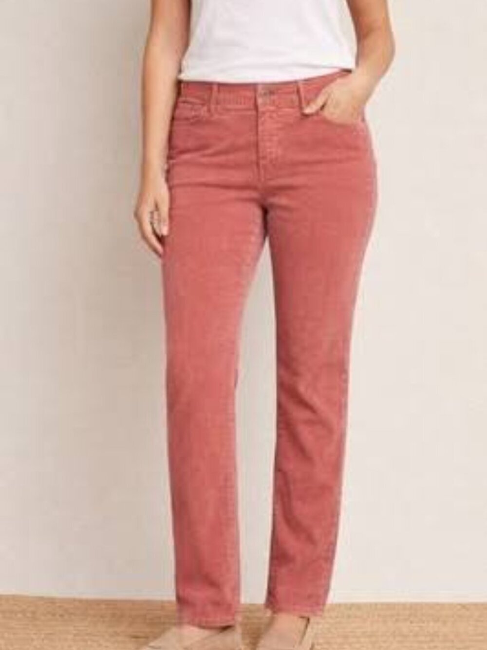 Talbots Flawless Five-Pocket Petite Corduroy Straight Pants Size 4P Red